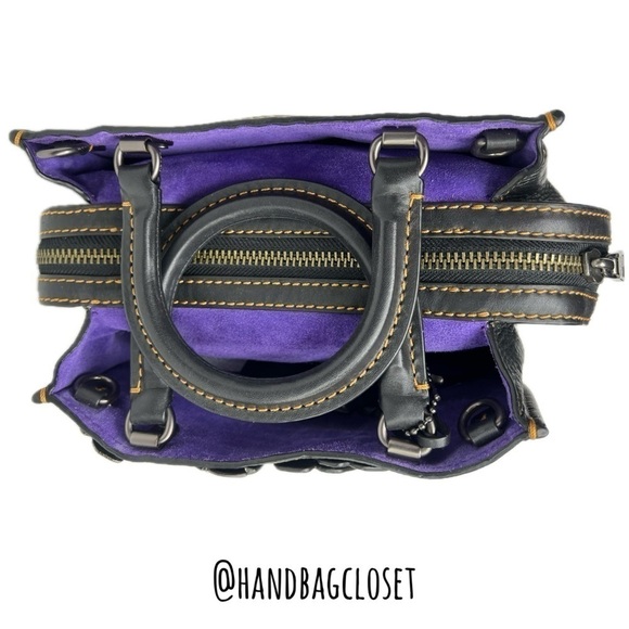 COACH 1941 TOOLED TEA ROSE TEAROSE WILLOW METAL AND LEATHER ROGUE 25 RARE BAG - Picture 4 of 16